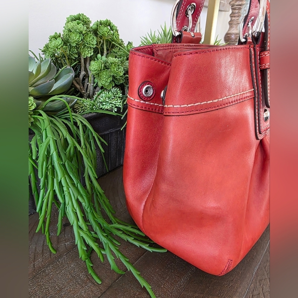 Coach Soho Y2K Pleated Leather Shoulder Bag Large Tote Burnt Orange - Picture 8 of 16